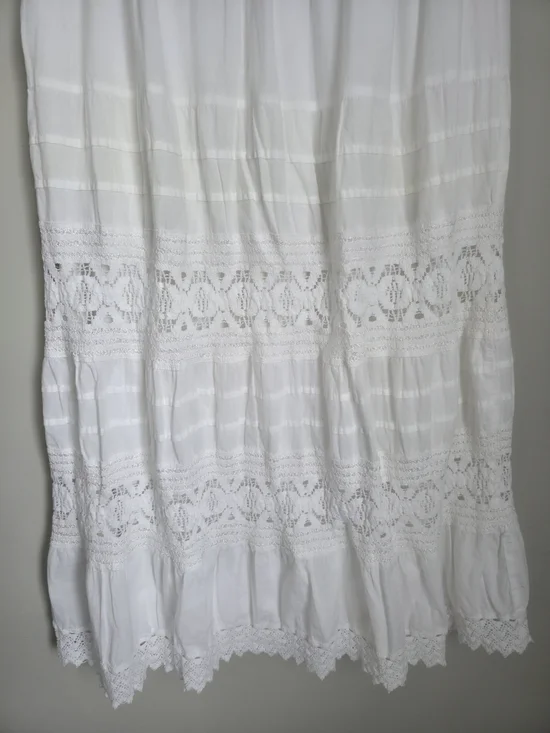 Vintage St John’s Bay White Lace Midi Skirt Cotton Boho Size M Elastic - Picture 3 of 10